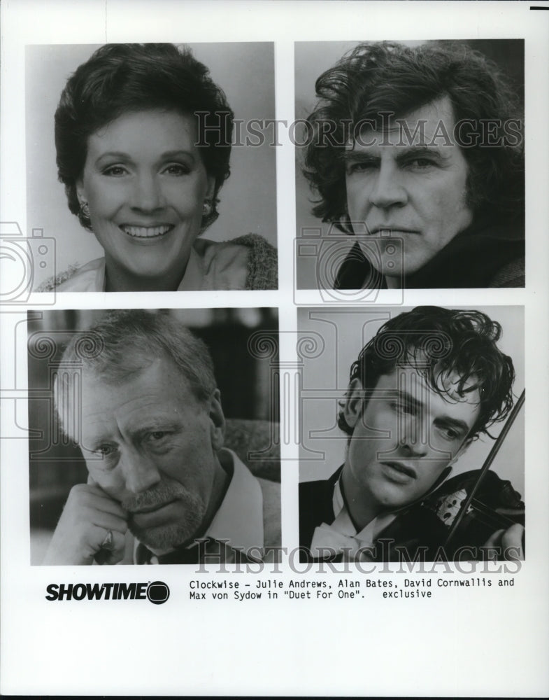 1988 Press Photo Julie Andrews, Alan Bates, David COrnwallis in Duet For One - Historic Images