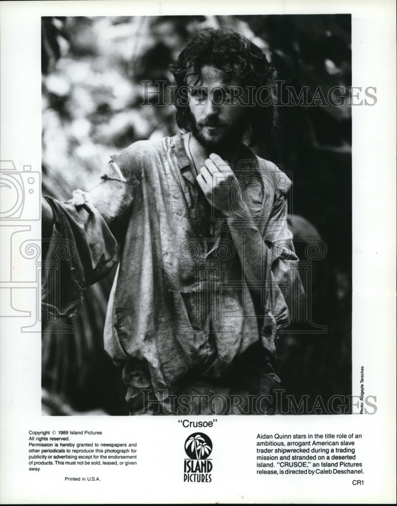 1989 Press Photo Aidan Quinn stars in the title role of Crusoe movie film- Historic Images