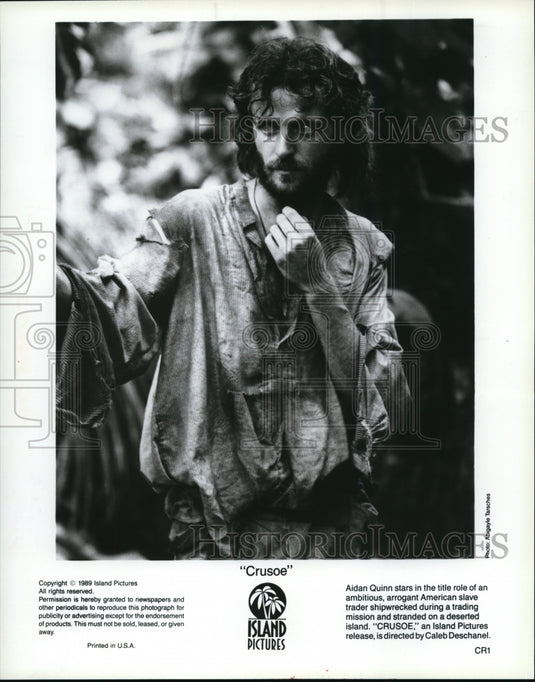 1989 Press Photo Aidan Quinn stars in the title role of Crusoe movie film- Historic Images