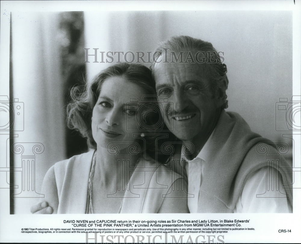 1986 David Niven &amp; Capucine in Curse of the Pink Panther  - Historic Images