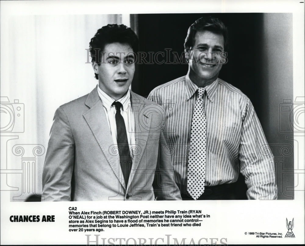 1990, Robert Downey Jr. Ryan O&#39;Neal star in Chances Are - cvp37954 - Historic Images