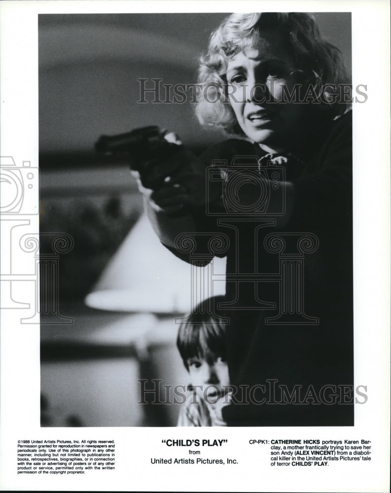 1989 Press Photo Catherine Hicks &amp; Alex Vincent in Child&#39;s Play - cvp38149- Historic Images