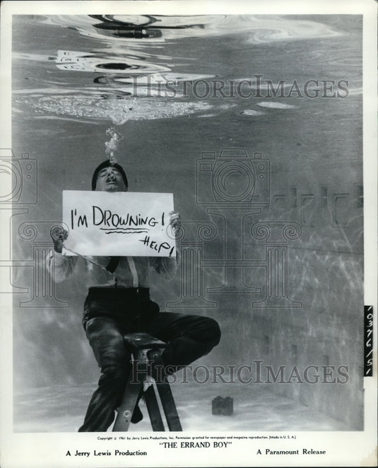 1961 Press Photo Jerry Lewis stars in The Errand Boy - Historic Images