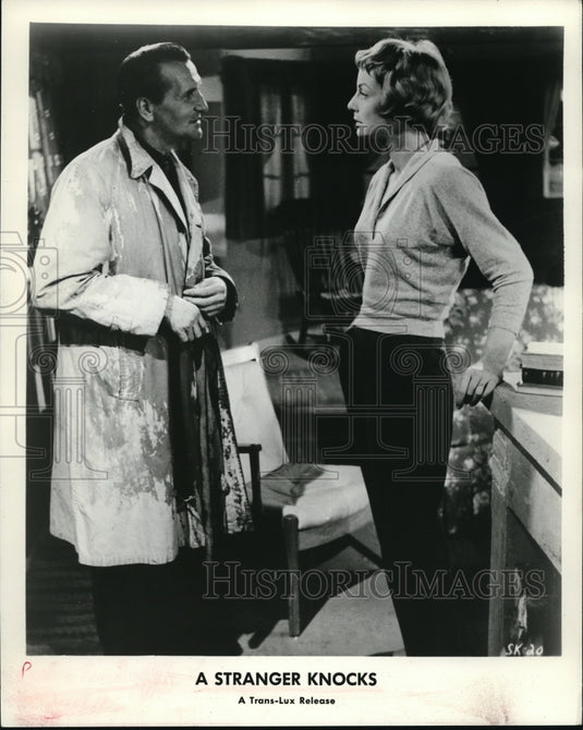 1965 Press Photo Preben Lardorff Bridgette Federspiel A Stranger Knocks - Historic Images