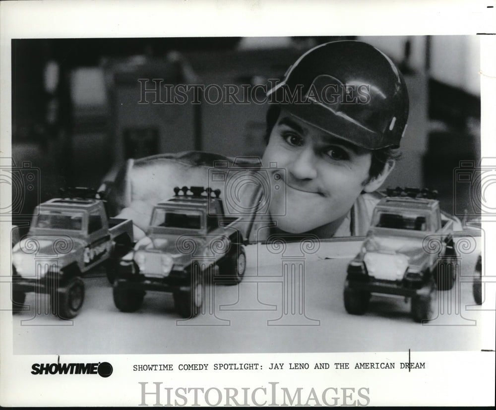 1986 Press Photo Jay Leno in Jay Leno and the American Dream - Historic Images
