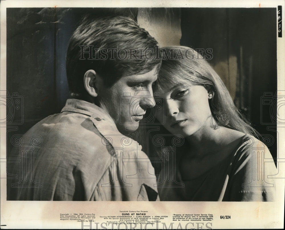 1964 John Layton and Mia Farrow in Guns at Batasi-Historic Images