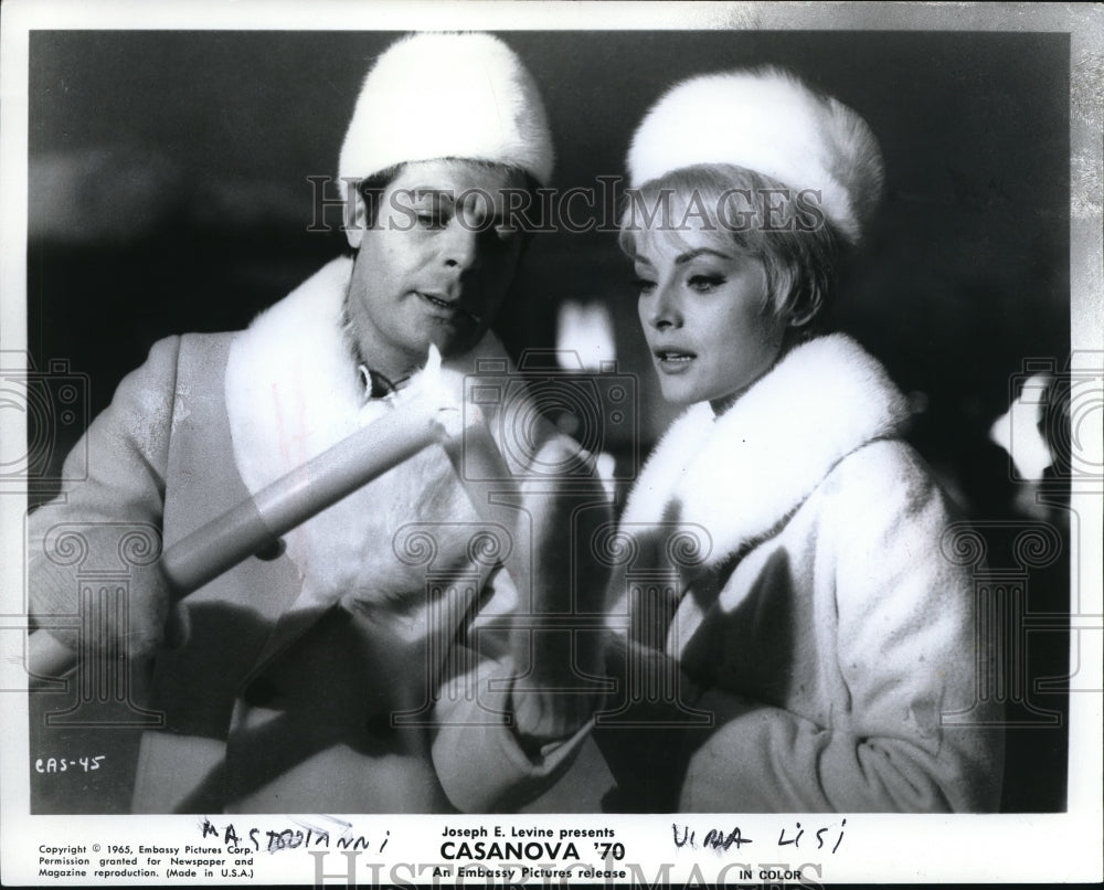 1965 Press Photo Marcello Mastroianni, Virna Lisi in Casanova &#39;70 - Historic Images