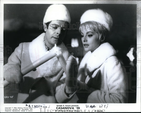1965 Press Photo Marcello Mastroianni, Virna Lisi in Casanova '70 - Historic Images