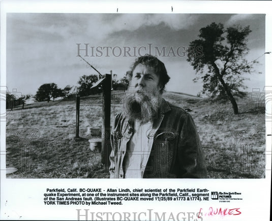 1989 Press Photo Allan Lindh Chief Scientist Earthquake Experiment - Historic Images