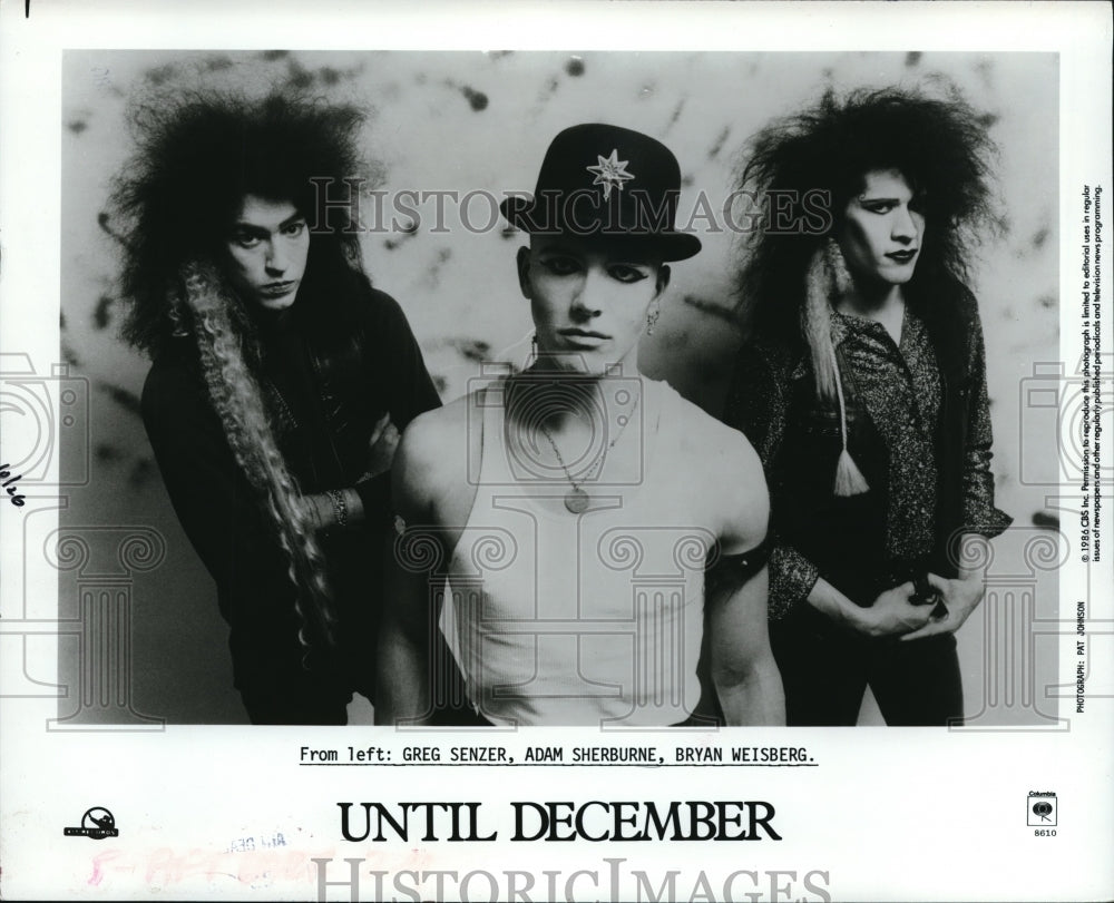 1986 Press Photo Greg Senzer, Adam Sherburne, Bryan Weisberg in Until December-Historic Images