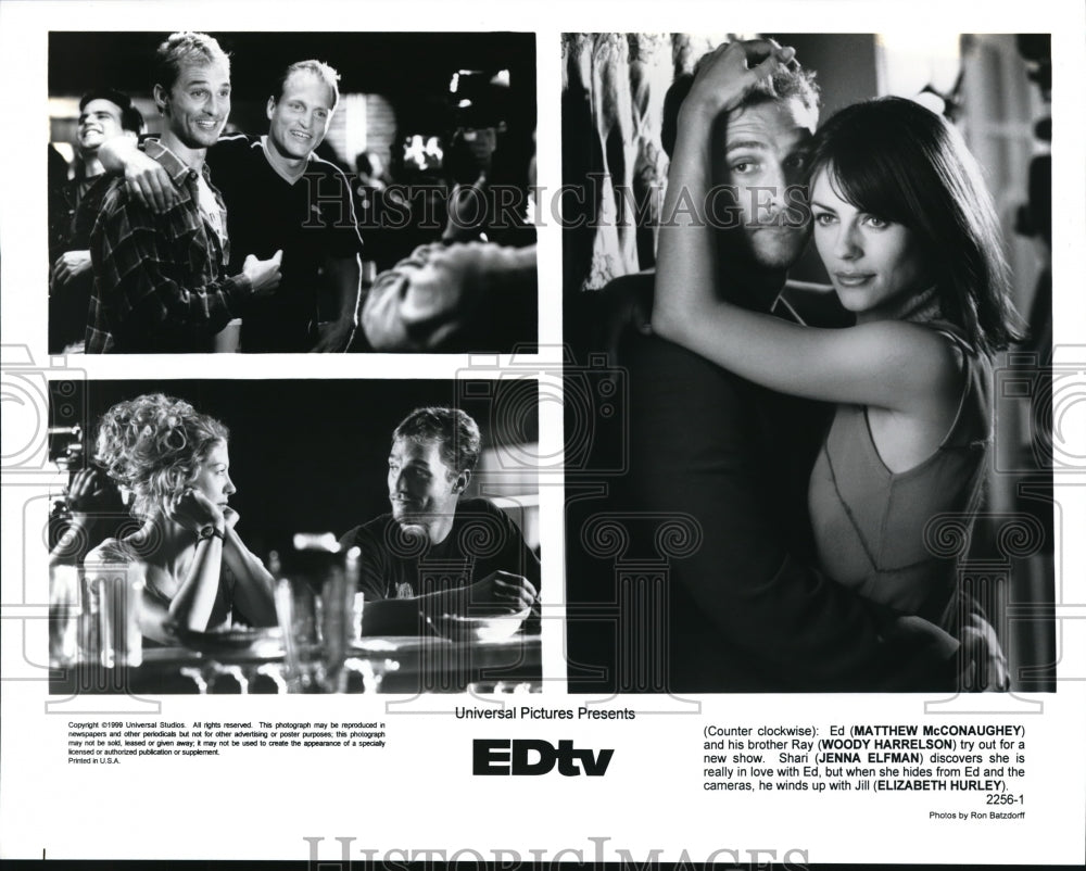 1999 Press Photo Matthew McConaughey Woody Harrelson Jenna Elfman "EDtv" - Historic Images