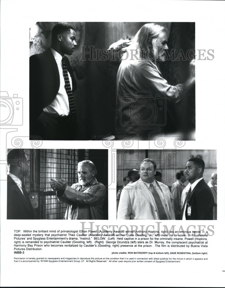 1999 Press Photo Anthony Hopkins Cuba Gooding Jr. George Dzundza in Instinct - Historic Images