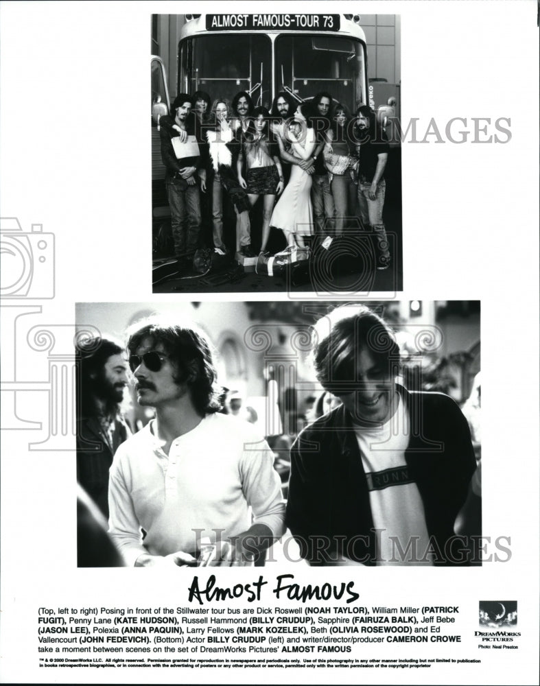 2000 Press Photo Patrick Fugit Kate Hudson Fairuza Balk Anna Paquin Jason Lee - Historic Images