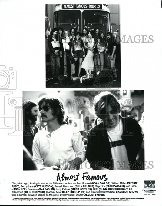 2000 Press Photo Patrick Fugit Kate Hudson Fairuza Balk Anna Paquin Jason Lee - Historic Images