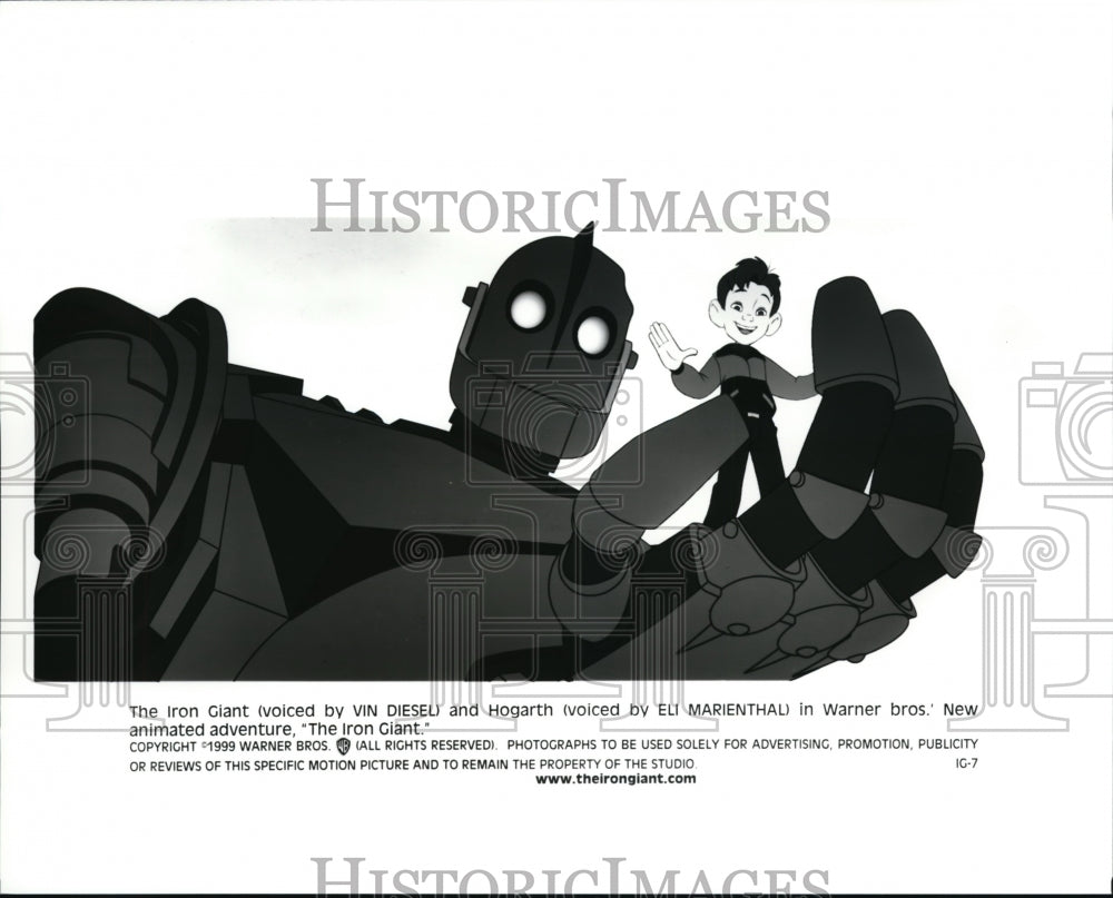 1999 Press Photo Vin Diesel voice Iron Giant in "The Iron Giant" - cvp39871 - Historic Images