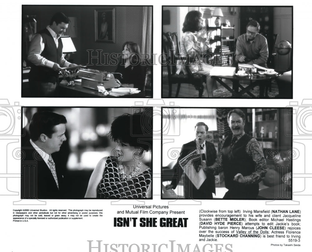 2000 Press Photo Nathan Lane Bette Midler David Hyde Pierce "Isn't She Great" - Historic Images