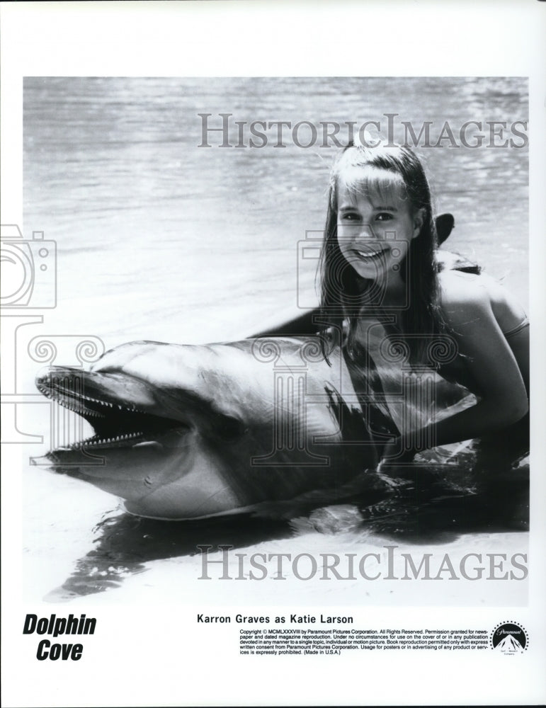 1989 Press Photo Karron Graves on Dolphin Cove - Historic Images