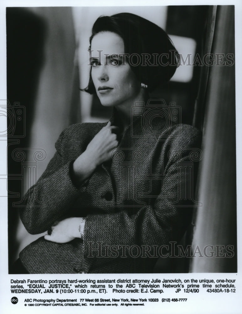 1990 Press Photo Debrah Farentino stars as Julie Janovich in Equal Justice - Historic Images