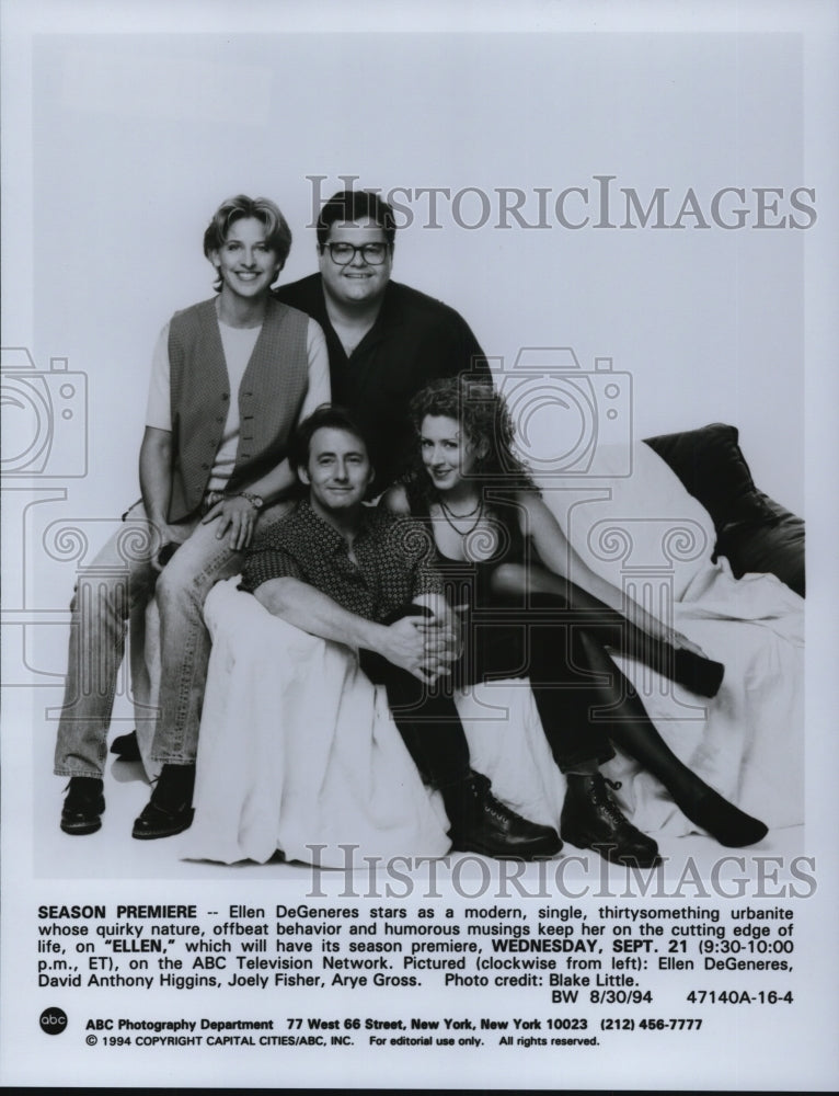 1994 Press Photo Ellen DeGeneres David Anthony Higgins Joely fisher in "Ellen" - Historic Images