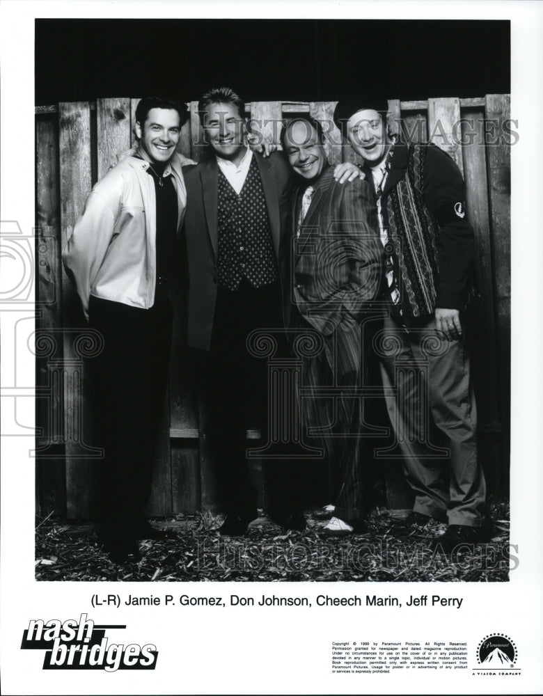 1984 Press Photo Jamie Gomez, Done Johnson, Cheech Marin in Nash Bridges - Historic Images