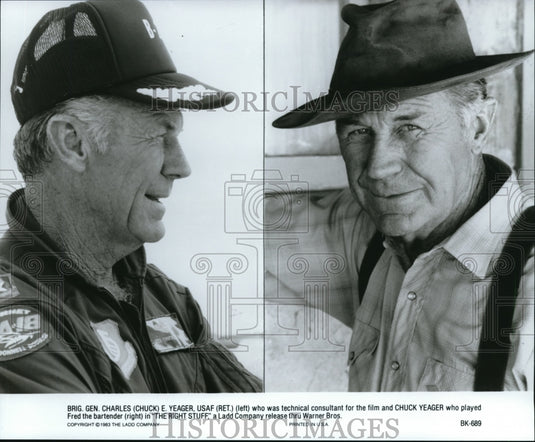1983 Press Photo Brig. Gen. Charles E. Yeager USAF in The Right Stuff- Historic Images