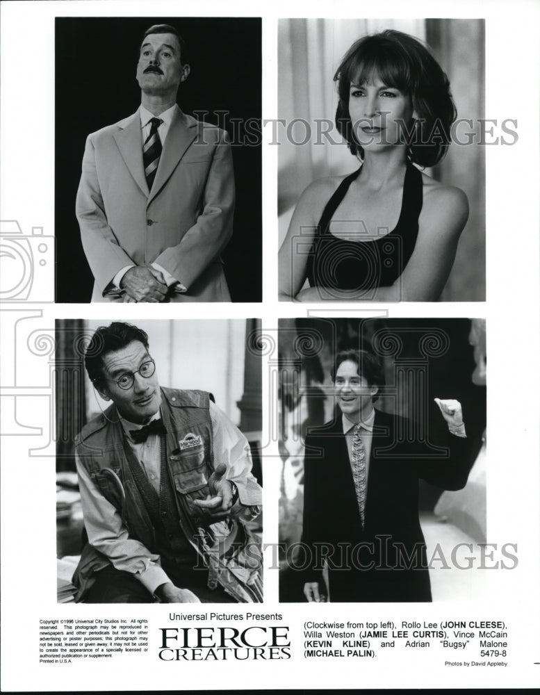 1996 Press Photo John Cleese Jamie Lee Curtis Kevin Kline and Michael Palin - Historic Images