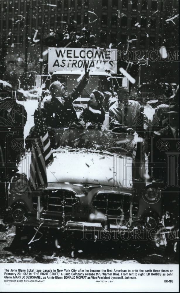 1983 Press Photo Ed Harris as John Glenn Ticker Tape Parade in The Right Stuff - Historic Images