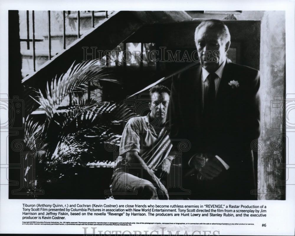 1991 Press Photo Anthony Quinn and Kevin Costner in Revenge - cvp43108 - Historic Images