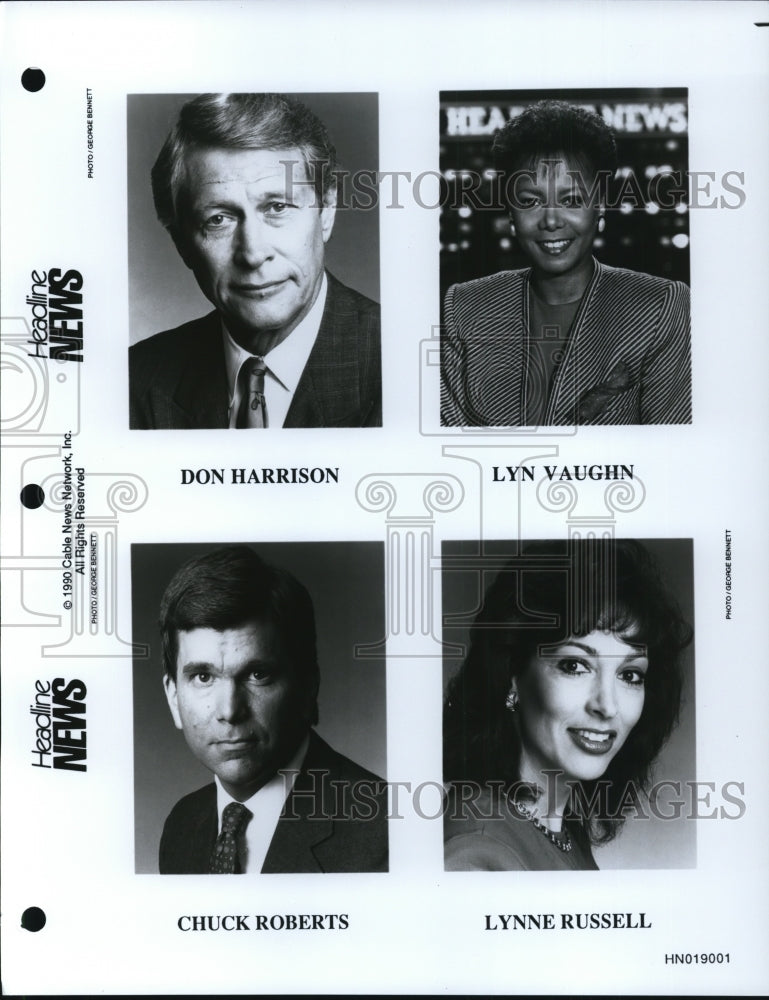 1990, Don Harrison Lyn Vaughn Chuck Roberts Lynne Russell CNN News - Historic Images