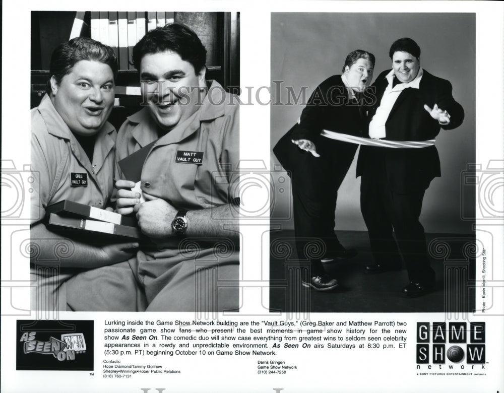 1990 Press Photo Greg Baker & Matthew Parrott Hosts As Seen On - cvp43792 - Historic Images