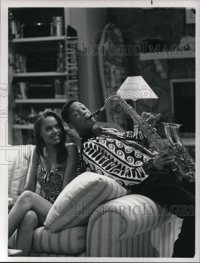 Press Photo Jeanine Michelle and Will Smith in The Fresh Prince of Bel-Air - Historic Images