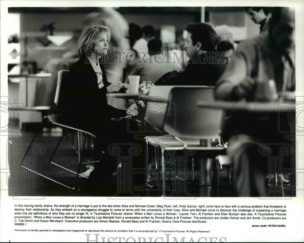 Undated Press Photo Meg Ryan and Andy Garcia in "When a Man Loves a Woman"-Historic Images