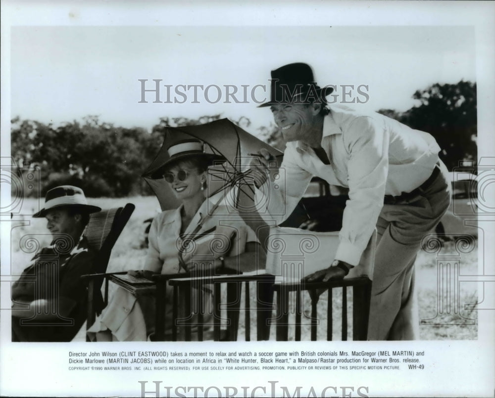 Press Photo Clint Eastwood and Martin Jacobs with Mel Martin in White Hunter, - Historic Images