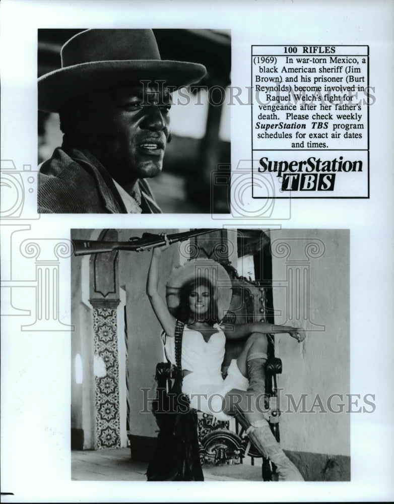 Press Photo Jim Brown and Burt Reynolds in 100 Rifles - Historic Images