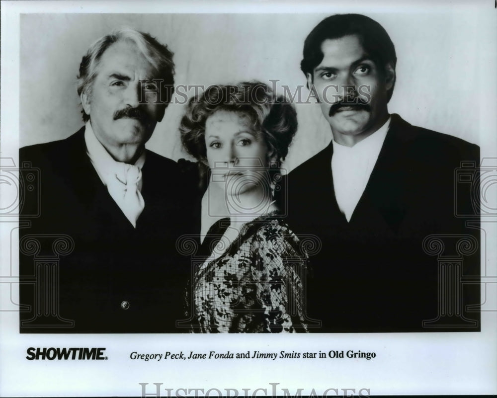 1989 Press Photo Gregory Peck Jane Fonda and Jimmy Smits in Old Gringo-Historic Images