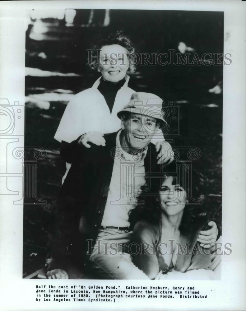 1981 Press Photo Katherine Hepburn Henry and Jane Fonda in On Golden Pond-Historic Images