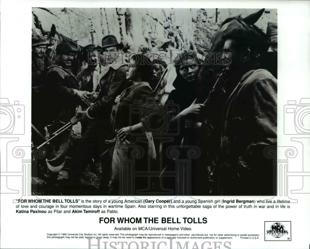 1995, Gary Cooper and Ingrid Bergman star in For Whom the Bell Tolls - Historic Images