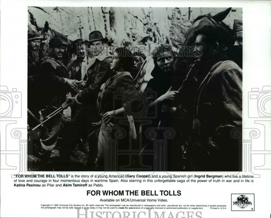 1995, Gary Cooper and Ingrid Bergman star in For Whom the Bell Tolls - Historic Images