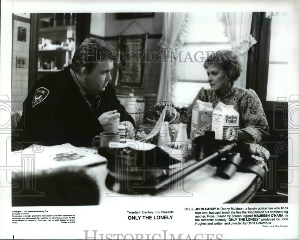 1991, John Candy and Maureen O'Hara star in Only the Lonely - Historic Images