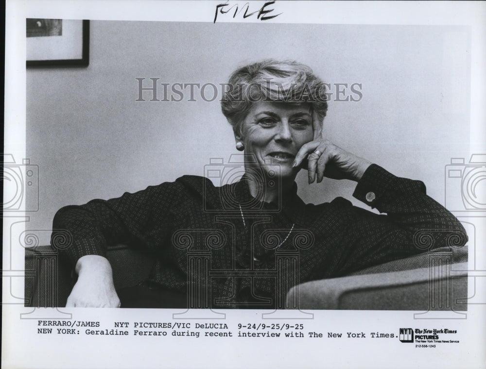 1987 Geraldine Ferraro U.S. Representative New York Times Interview - Historic Images