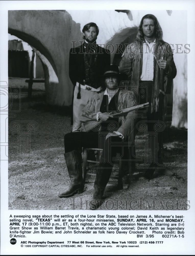 1995 Press Photo David Keith John Schneider Grant Show star in Texas mini-series- Historic Images