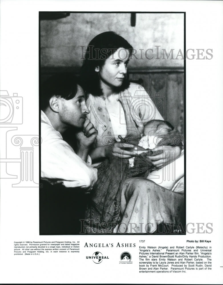 1999 Press Photo Emily Watson and Robert Carlyle in "Angela's Ashes" - Historic Images