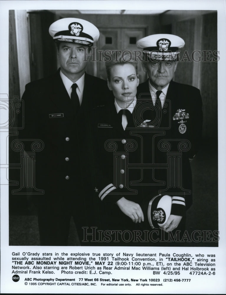 1995 Press Photo Gail O&#39;Grady Robert Urich and Hal Holbrook in Tailhook-Historic Images