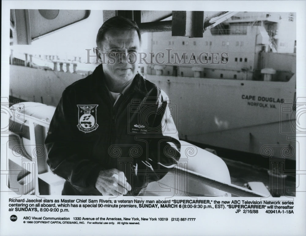 1988 Press Photo Richard Jaeckel in Supercarriers - cvp48916 - Historic Images