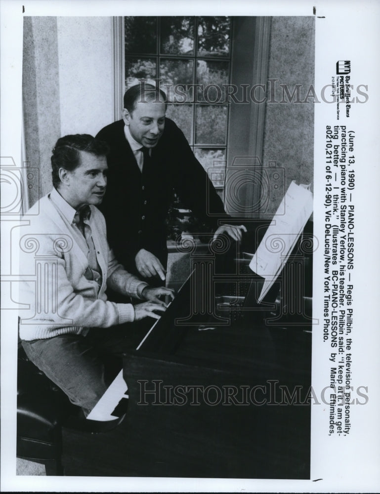 1990 Press Photo Regis Philbin TV host and Stanley Yerlow Pianist New York- Historic Images