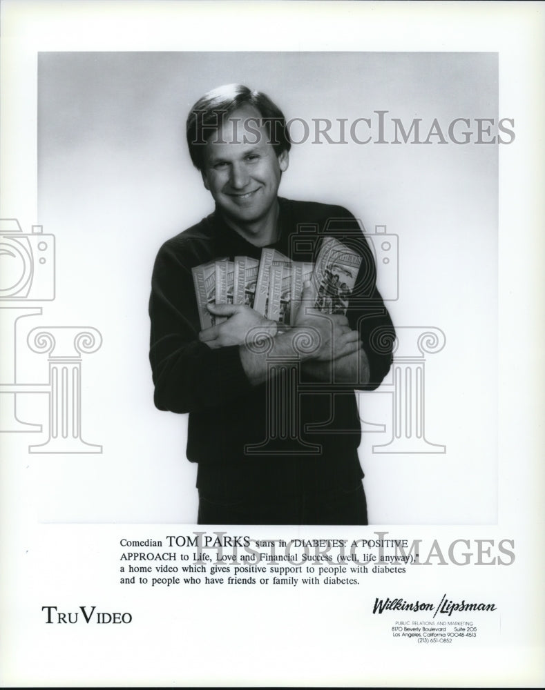 1990 Press Photo Tom Parks comedian stars in Diabetes: A Positive Approach - Historic Images