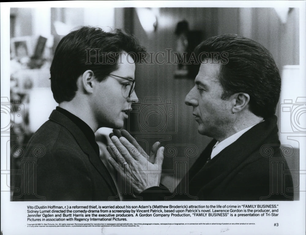 1989, Dustin Hoffman and Matthew Broderick in Family Business - Historic Images