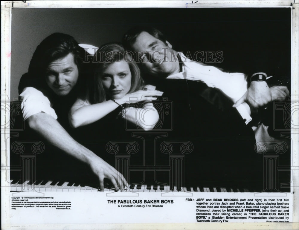 1989 Press Photo Beau Bridges Michelle Pfeiffer in The Fabulous Baker Boys- Historic Images