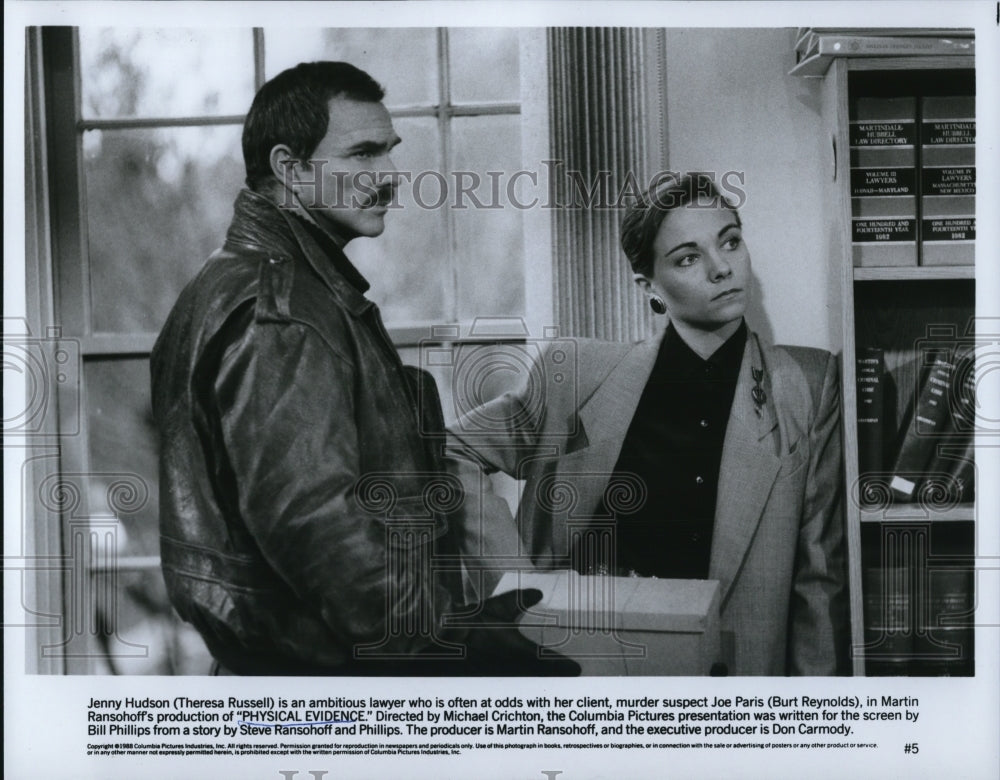 1989, Burt Reynolds & Theresa Russell in Physical Evidence - Historic Images