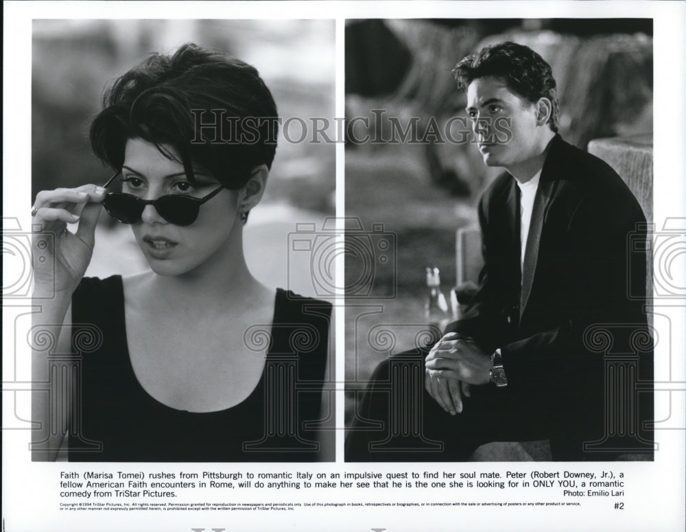 1994 Press Photo Marisa Tomei & Robert Downey Jr in Only You-Historic Images
